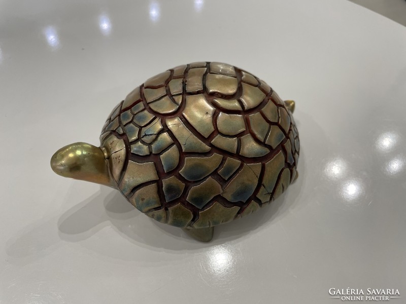 Zsolnay eozin cracked glazed turtle large 14cm !!! John the Turk modern figure animal figure