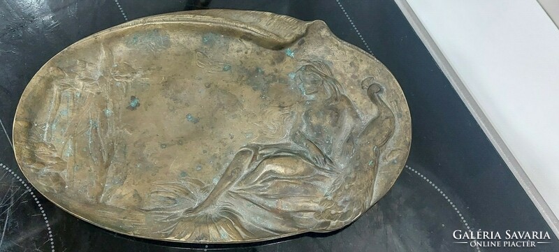 Antique metal art nouveau serving bowl