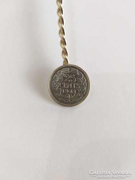 Holland Ezüst érmékből készített duplafejes dísz kiskanál (Ezt. 24/01.)