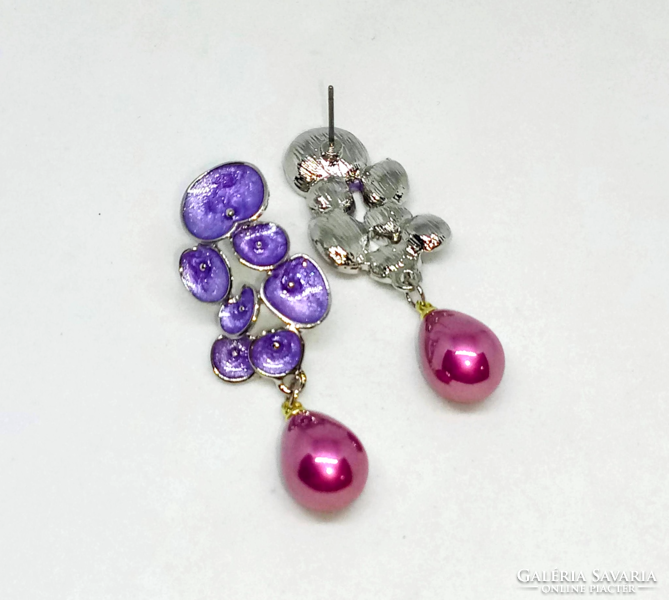 Purple drop pearl earrings 410