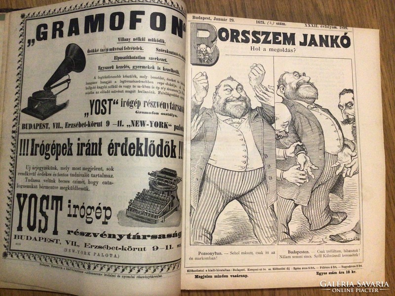 Borsszem Jankó folyóirat 1899. 1-53. szám Kopottas kötésben, teljes évfolyam