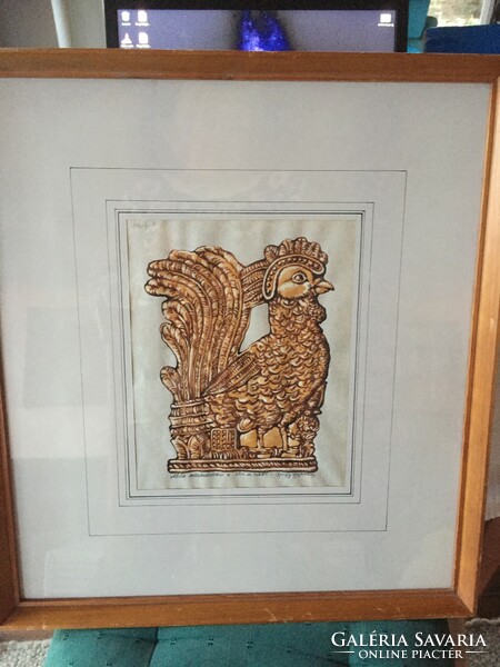 Ferenc Veszely watercolor from 1975, marked, framed