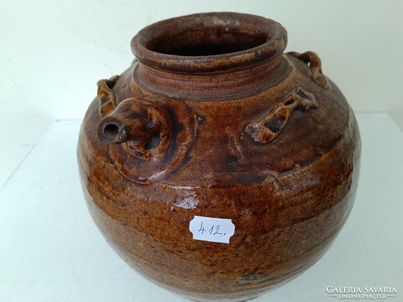 Antique Chinese large glazed earthenware tea ginger holder vase Asia 412 8831