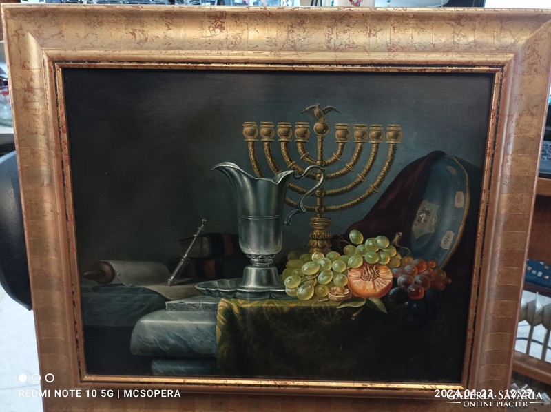 XX. század eleji művész, olaj, karton festmény, 40 x 50 cm-es nagyságú.judaika