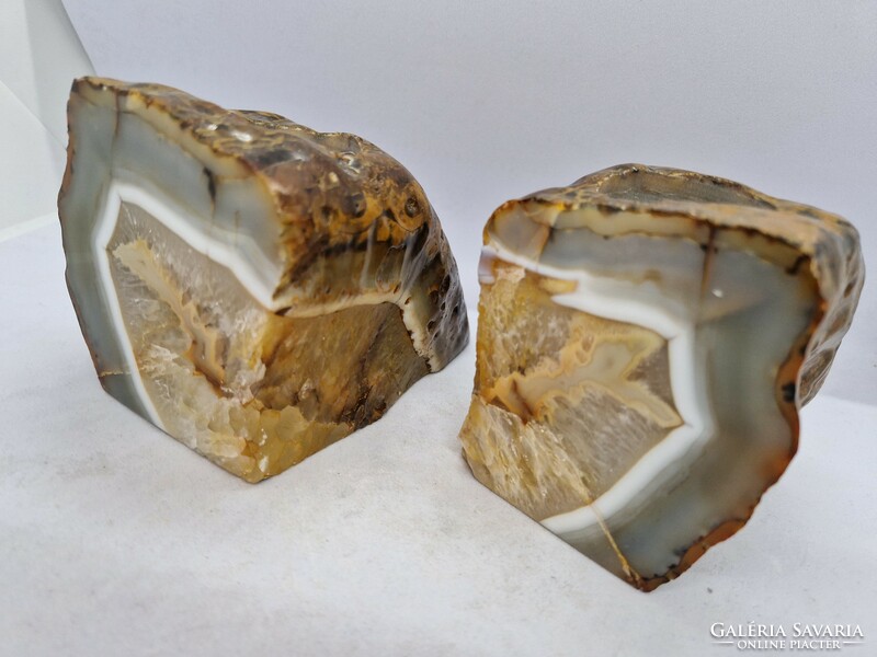 Pair of agate mineral candle holders