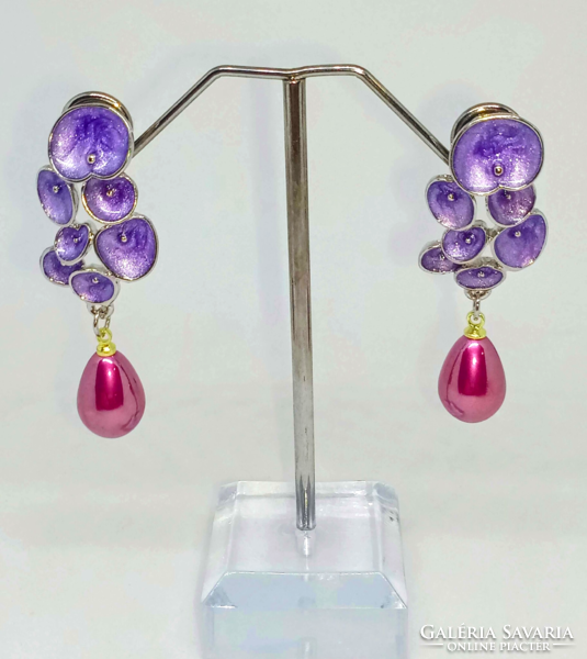 Purple drop pearl earrings 410