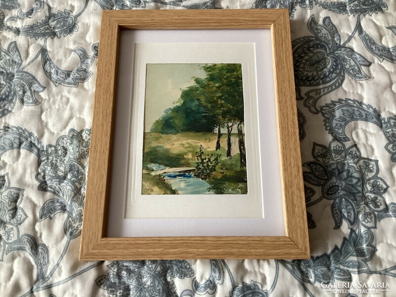 Henrik Kollator's painting Stream from 1905 in a modern glazed frame.