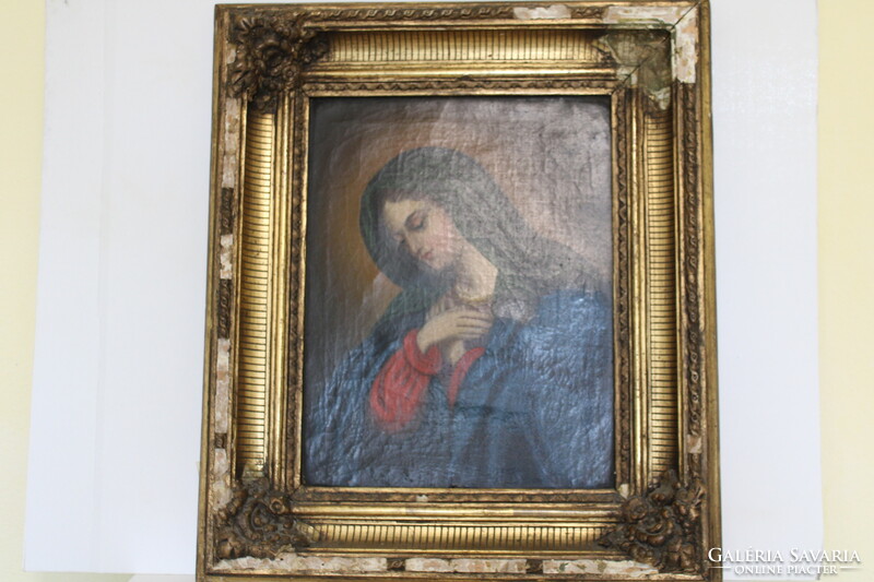 Mary - antique oil painting in a frame