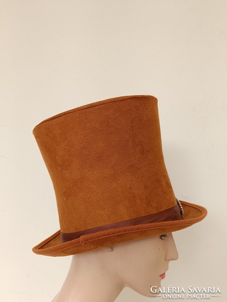 Antique brown top hat dress movie theater costume prop 411 8829