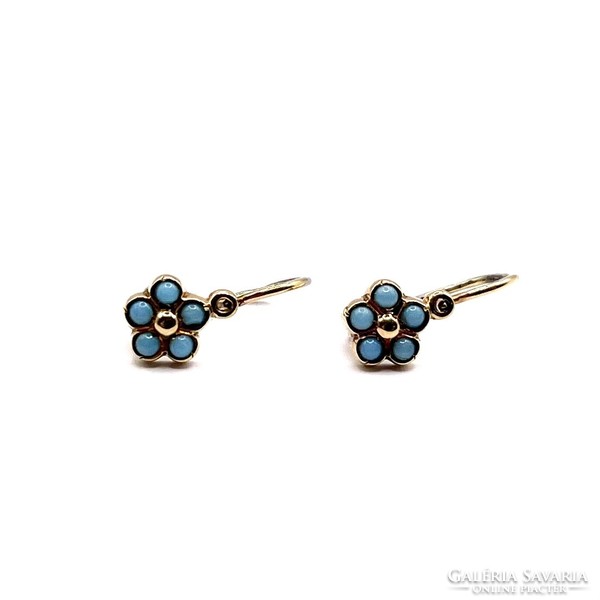 0185. Old girl's earrings with blue stone