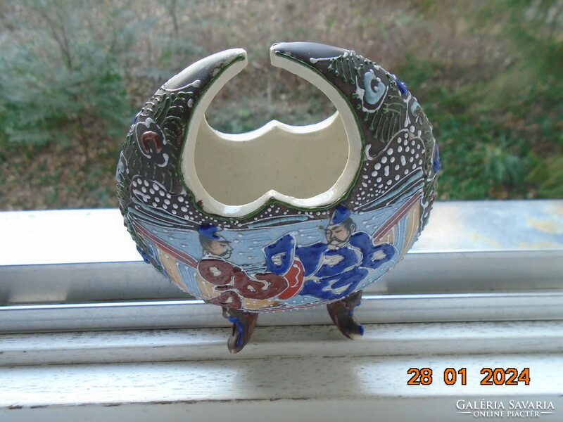 Antik Kézzel festett Imari Satsuma moriage jelenetes Hold váza