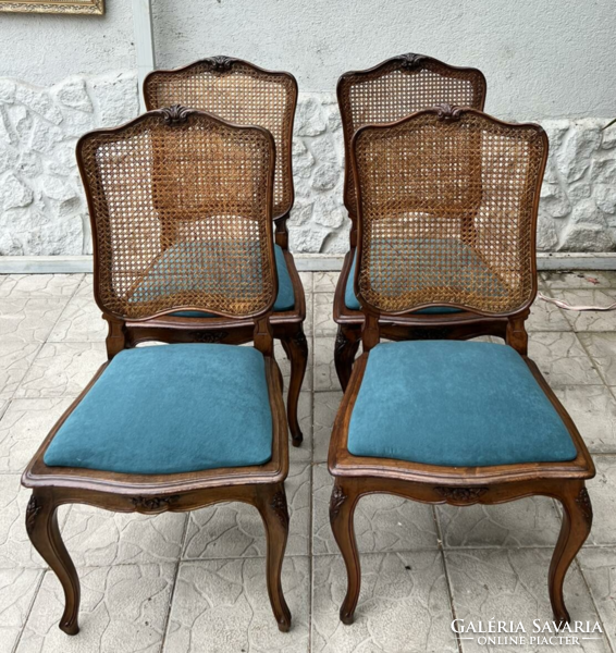 Baroque style upholstered carved oak chairs