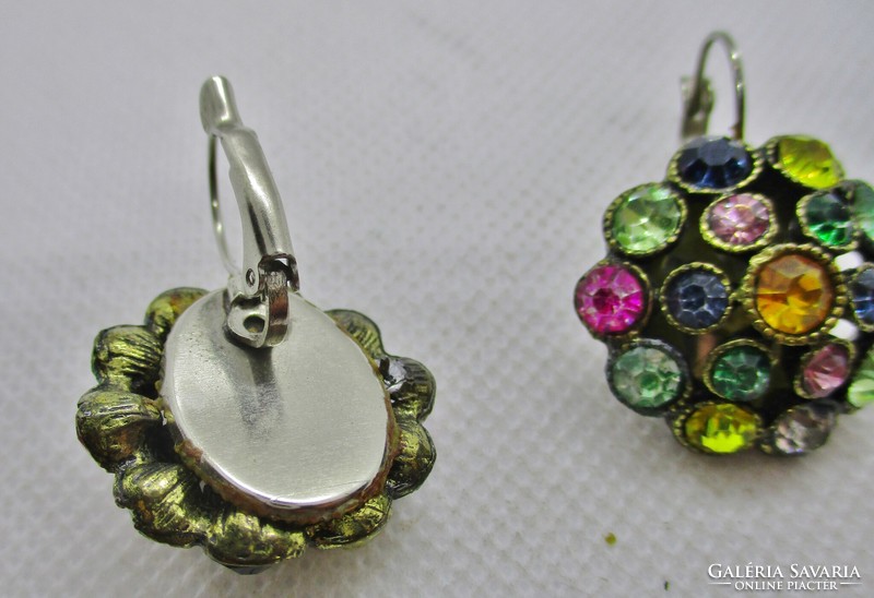 Beautiful antique earrings with colorful glass stones