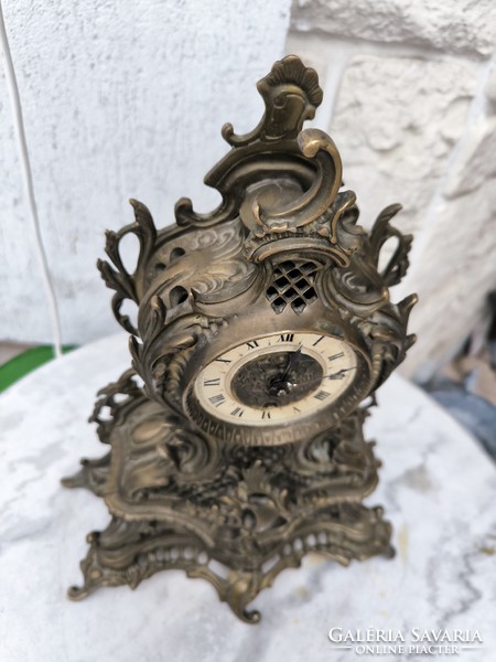 Copper table clock, mantel clock cast solid heavy