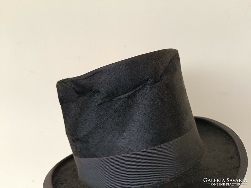 Antik cilinder kalap ruha film színház jelmez kellék sérült gyűrött 410 8827