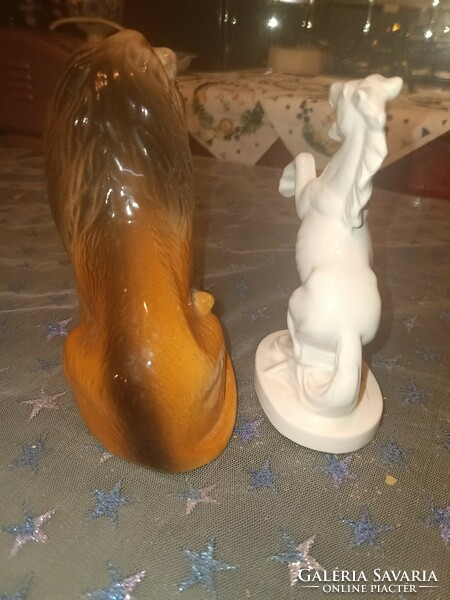 Porcelain lion and horse