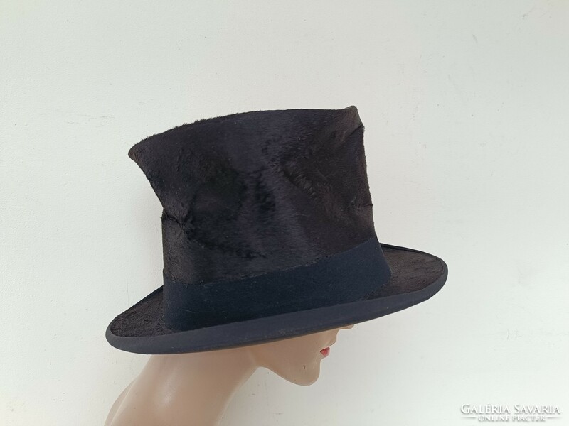 Antique top hat dress movie theater costume prop damaged crumpled 408 8826