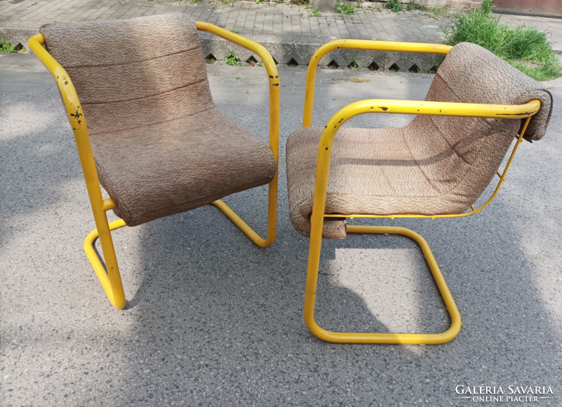 Bauhaus tubular armchairs, yellow