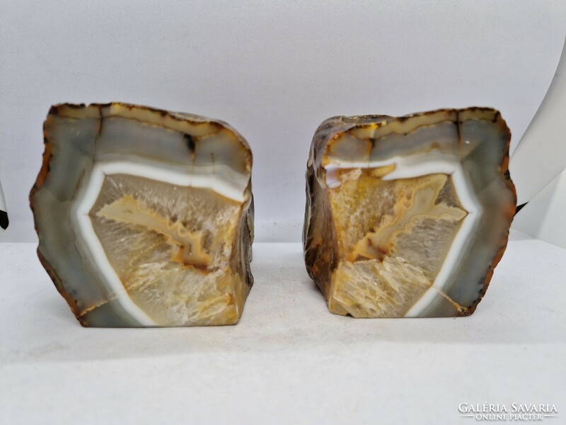 Pair of agate mineral candle holders