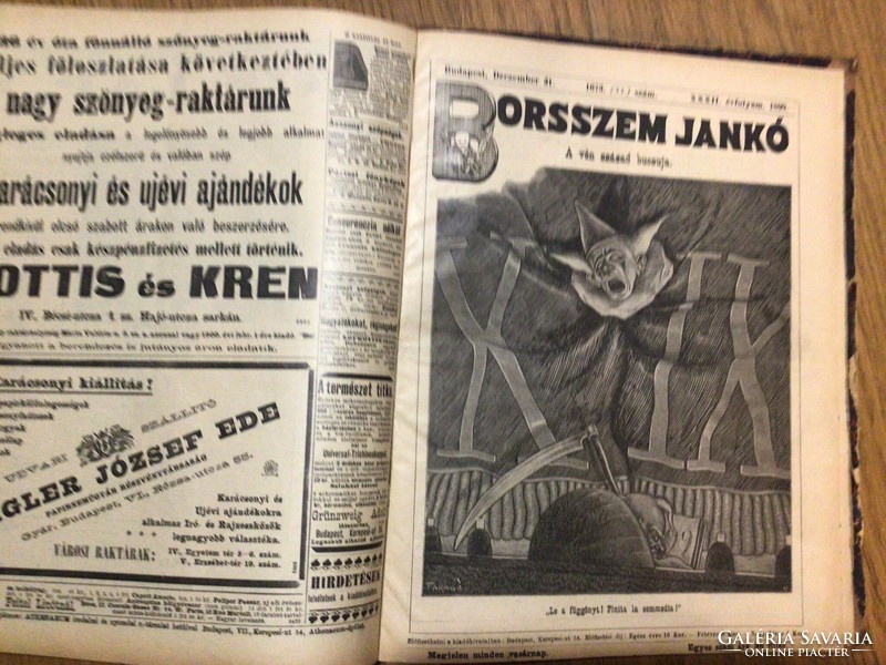 Jankó Borsszem magazine 1899. 1-53. Issue in worn binding, full grade