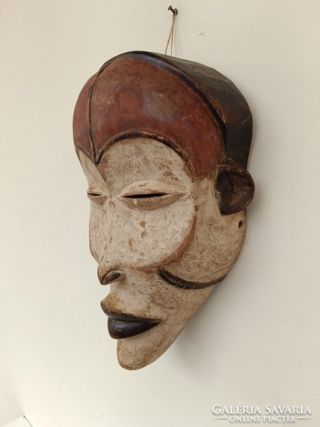 Antique African patinated wooden mask Pende ethnic group Congo African mask 728 drum 44 8714