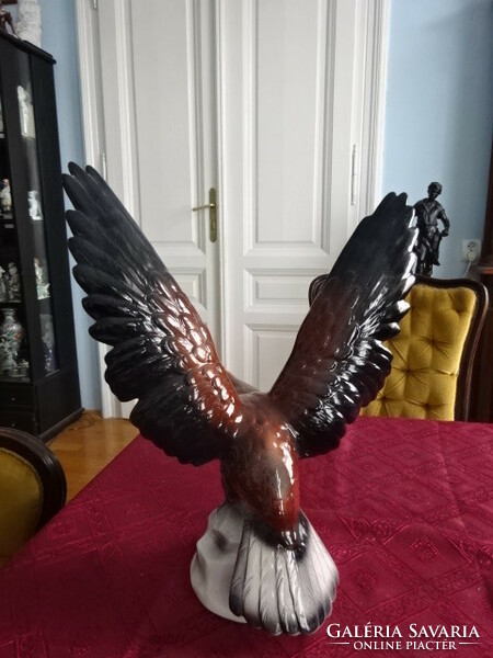 Antique German porcelain eagle figure, height 36 cm. Marking 4977. Wing distance 30 cm. He has.