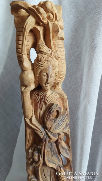 Eastern wooden statue, goddess with tendrils, 34 cm