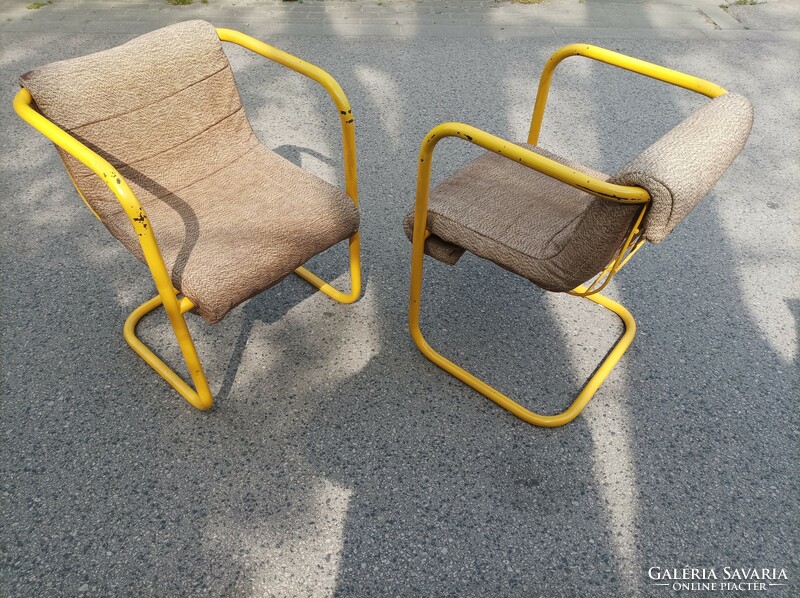 Bauhaus tubular armchairs, yellow