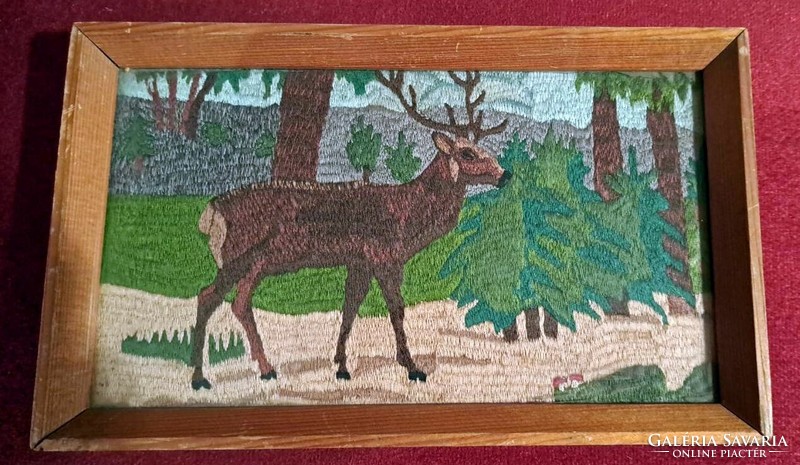 Noémi Ferenczy (1890 - 1957) in the forest, i. Tapestry design. Size: 24x15 cm.