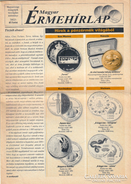Hungarian coin newsletter - news from the world of coins - HUF 400/pc