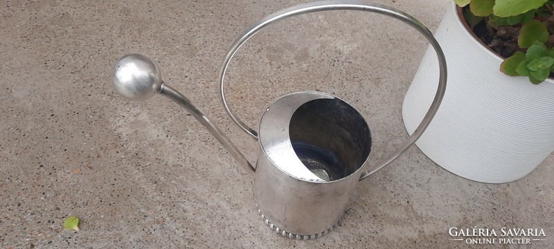 Showy old silver-plated copper watering can - marked silver plate denmark