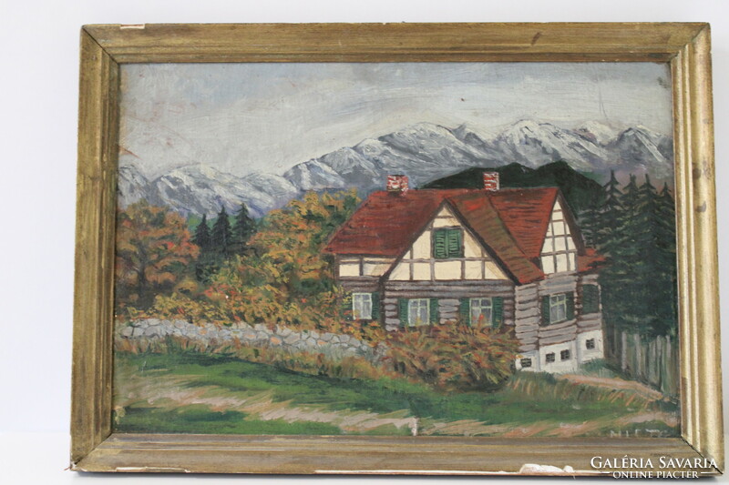 Alpine house - oil painting
