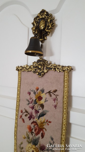Beautiful tapestry maid's call, with working brass fittings