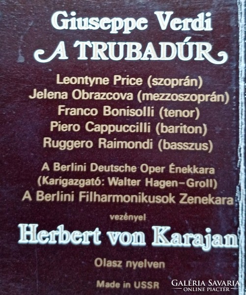 Verdi: A trubadúr (Karajan-Obrazcova-Bonisolli) 3 vinyl LP doboz  hibátlan