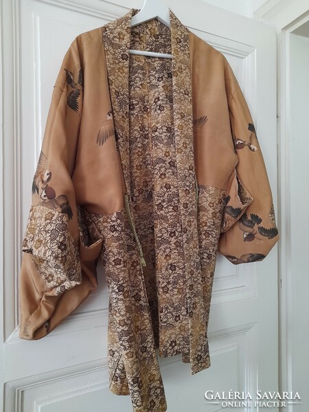Kimono, silk, original from Japan, wearable on both sides 3/4 size,, sizeless, gold pattern,, m