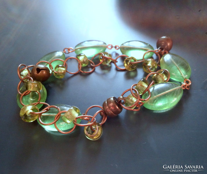 High quality Czech pressed glass beads bracelet, light green bracelet