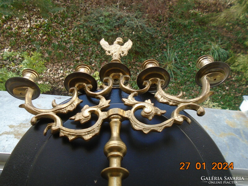 18.sz Látványos bronz judaika  gyertyatartó heraldikus koronás lengyel sassal