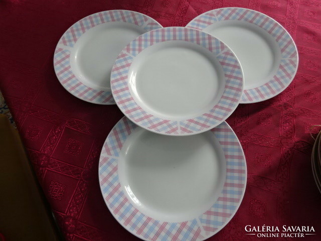 German porcelain flat plate, pepita checkered, diameter 23 cm, four pieces. He has!
