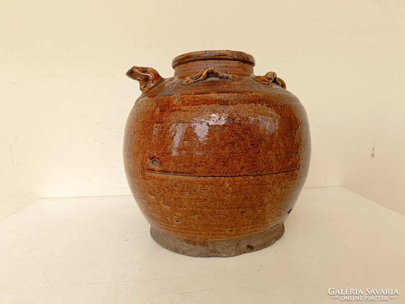 Antik kínai nagy mázas cserép tea gyömbér tartó váza Ázsia 412 8831