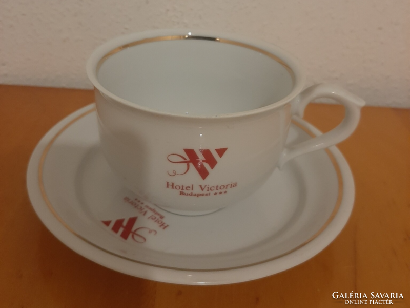 Hollóházi Hotel Victoria Budapest ***  felirat, logó teás csésze