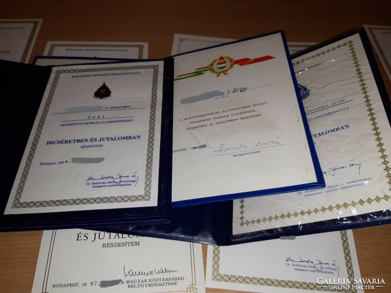 Miniszteri dicséret Belügyminisztérium alezredes kitüntetés csomag