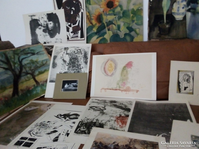 200db alkotás:festmények, grafikák, rézkarcok, nyomatok, két mappában, gyűjtői hagyaték
