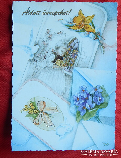 Postcards - printed greeting cards with stamps, 10 together