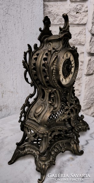 Copper table clock, mantel clock cast solid heavy