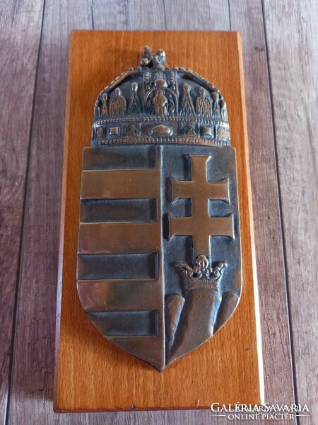 Old bronze craftsman Hungarian coat of arms, wall decoration
