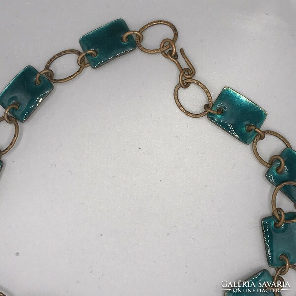 Applied art fire enamel turquoise necklace, jewelry