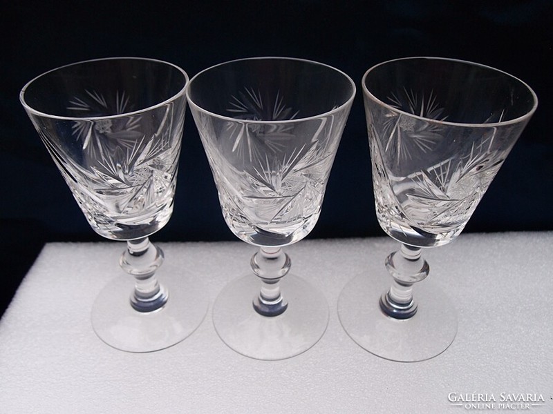 3 crystal wine glasses