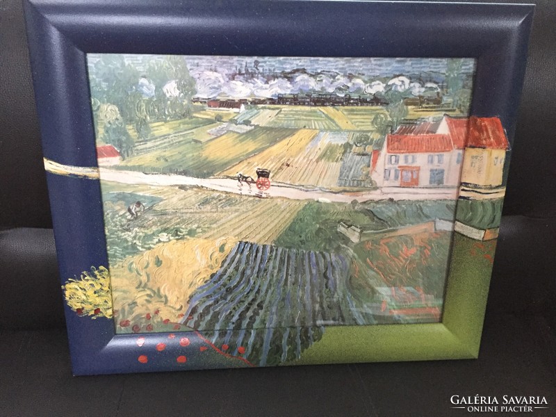 Impressionist landscape, 3d image, in a glazed frame