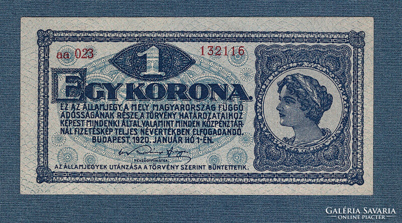 1 Korona 1920 aUNC