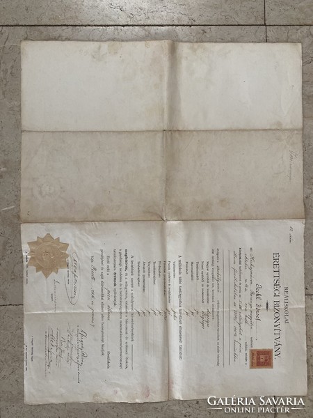 Reál iskolai érettségi  bizonyítvány Pécs 1906